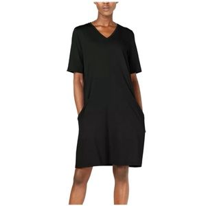 Eileen Fisher organic cotton pocket black dress SP